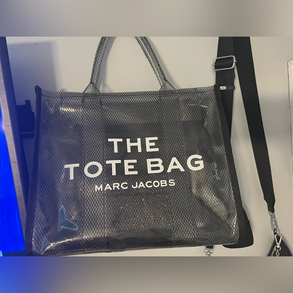 Large Black Transparent Tote Bag